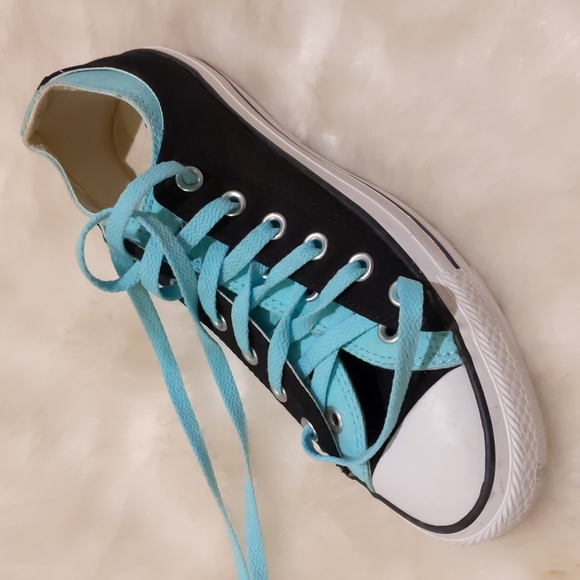 Converse All-Star Black and Teal Sneakers size 8 - Picture 1 of 4